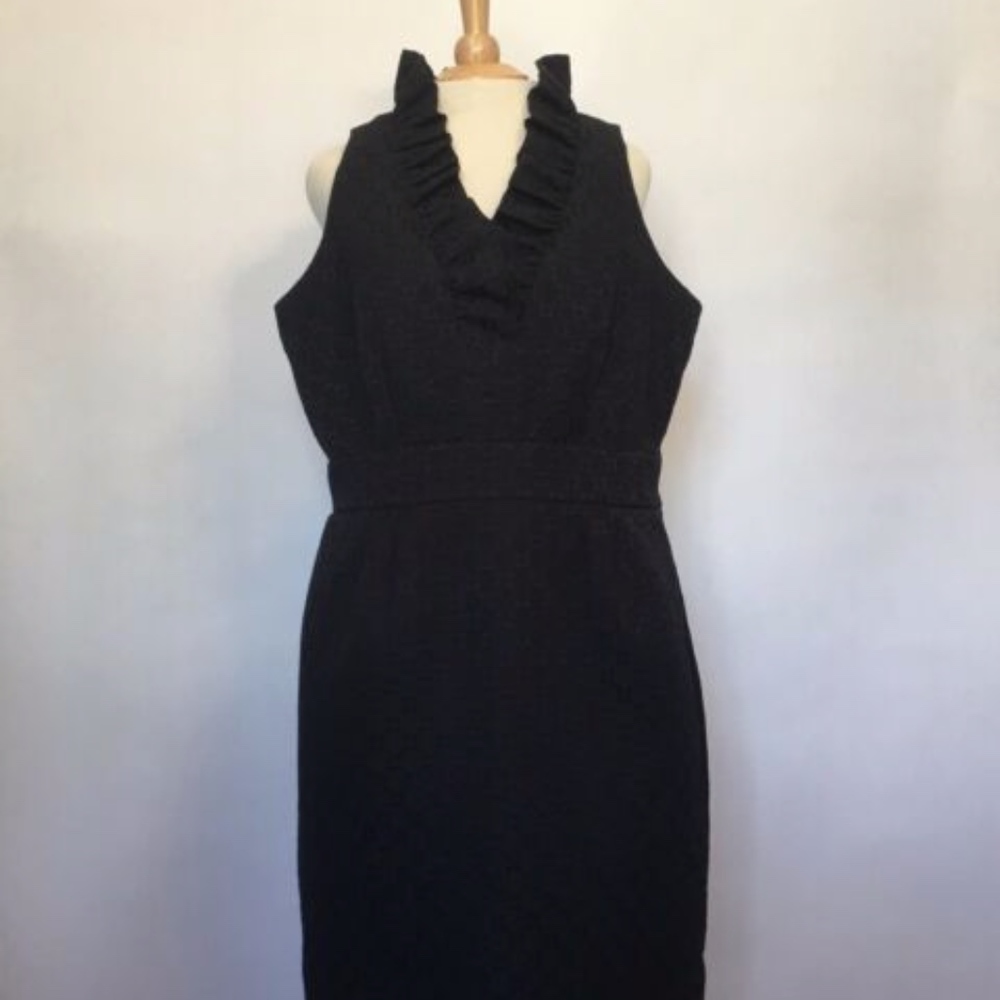 Taylor Black Sleeveless Dress with Ruffled Collar